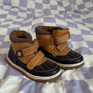 Brown and Black Kids Winter Boots